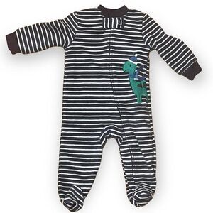 Chick Pea Baby Boy Blue White Footed Sleeper Size 0-3 Months Dinosaurs Striped